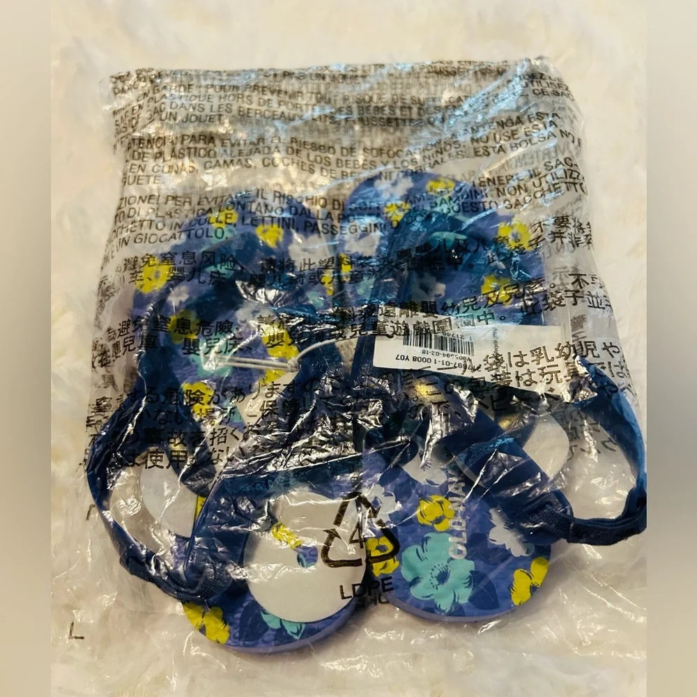 New Toddler Old Navy Flip Flops Sandals. Size 8 Blue and floral - Picture 4 of 4